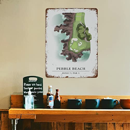Pebble Beach Hole 7 Digital Golf Download For Fathers Day Dad Office Wall Decor Golfer Gifts - Tin Sign Living Room Bathroom Gifts For Father's Day Thank You Father Be Good To Your Father 16X12 Inch #TOP7