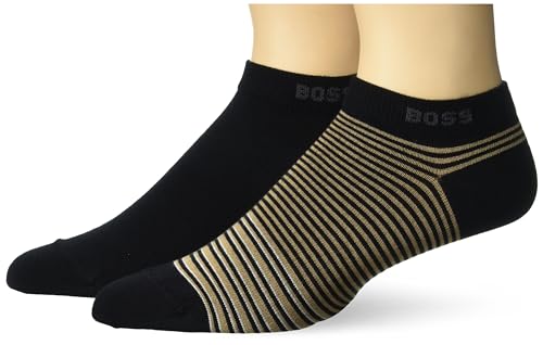 BOSS Mens 2-pack Stripe and Solid Cotton Ankle Socks 2-Pack Stripe and Solid Cotton Ankle Socks