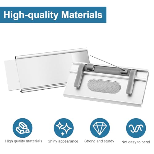 25 Stück Namensschilder für Kleidung Magnet Aluminium Namensschilder Magnet mit Starkem Doppelmagnet und Nadel Namensschild Magnetisch mit Papiereinschub für Arbeit Ausstellung Schule