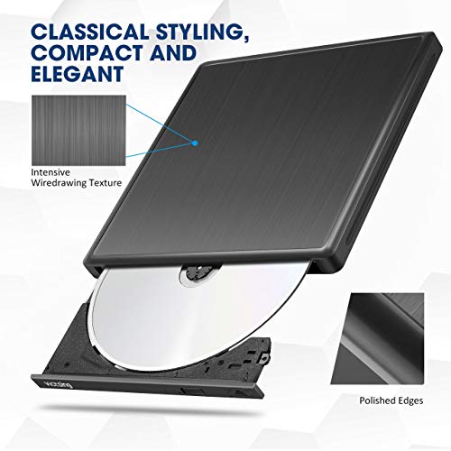 VicTsing USB 3.0 External CD Drive, Portable External CD-RW Drive DVD-R Combo Burner Player Writer for Laptop Notebook PC Desktop Computer (Black)