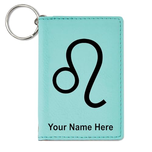 LaserGram ID Holder Wallet, Zodiac Sign Leo, Personalized Engraving Included (Teal)