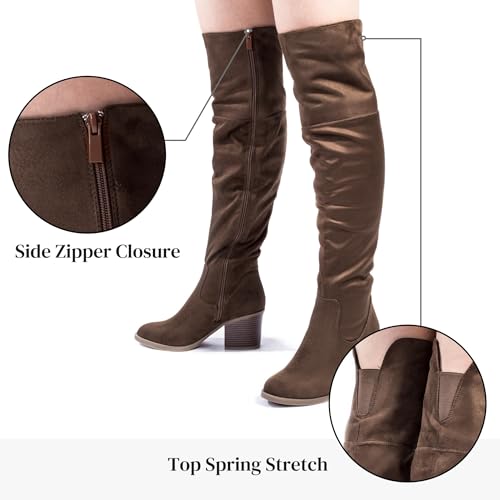 katliu Women's Thigh High Boots Sexy Stacked Block Heel Boots Over the Knee3