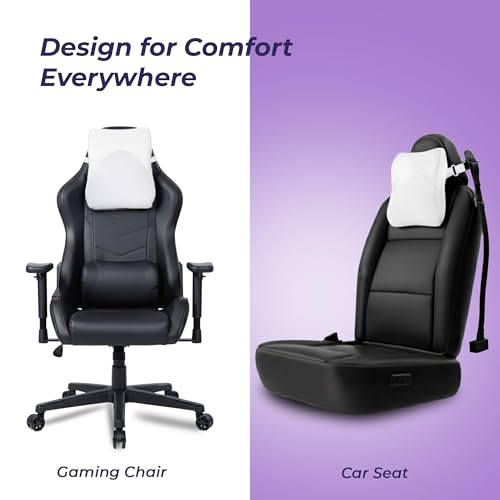 Image of Billebon Memory Foam Car Neck Pillow | Universal Headrest Cushion| Mesh Soft Fabric Hybrid| Adjustable Strap Buckle| Removable Cover| Orthopaedic Neck Support| Driving Comfort Pain Relief (Pack of 2)