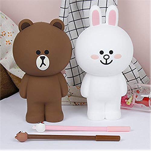 Pencil Case 3D Silicone Cartoon Storage Box Cute With Back Zipper Portable Hand-Held Wallet Stationery Box Cosmetic Bag (White Rabbit) #TOP4