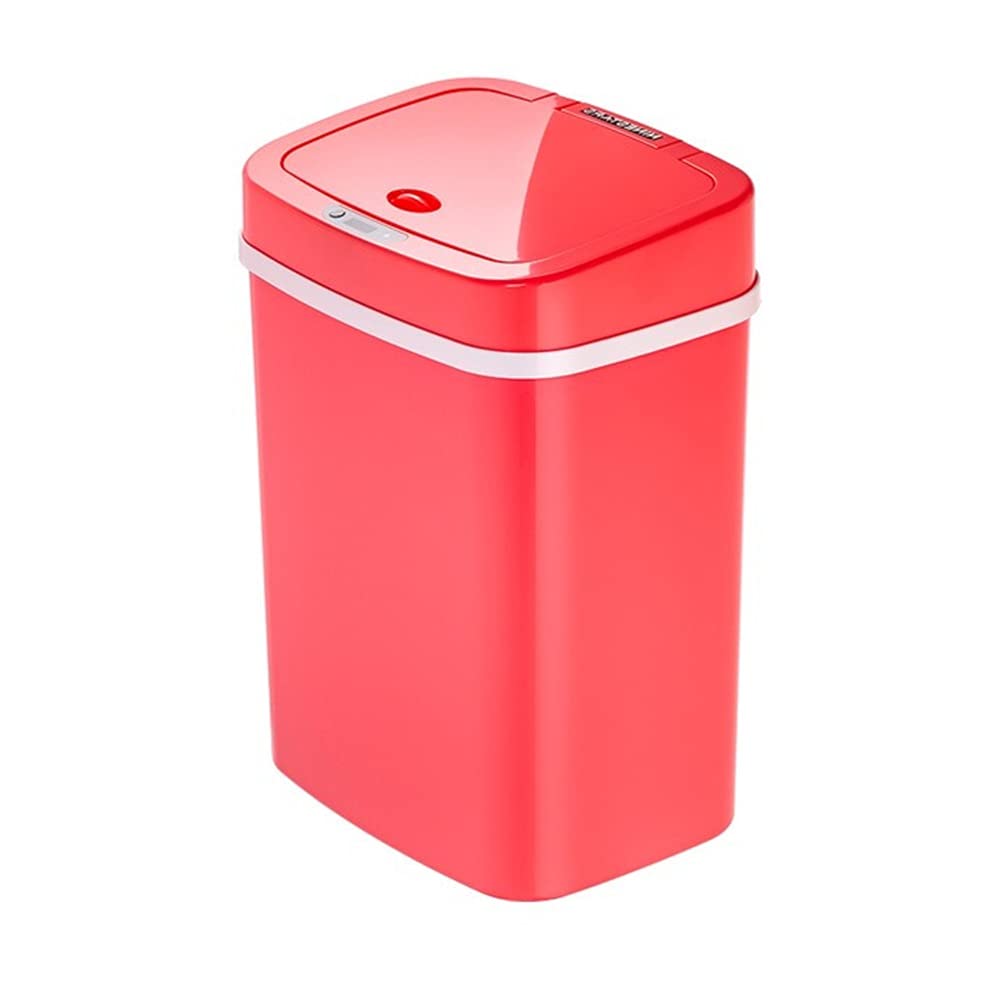Non-contact Trash Can, Smart Sensor Automatic Lid Opening Household Waterproof Design with Cover 12L Capacity Bedroom/office(Red)