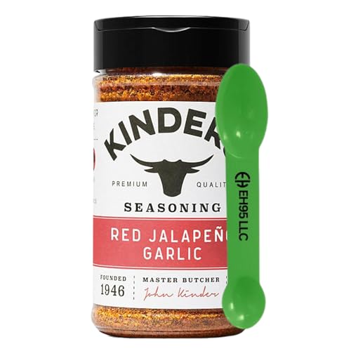 Kinders Premium Red Jalapeno Garlic Seasoning 7.7 oz - 2 in 1 Measuring Spoon Included