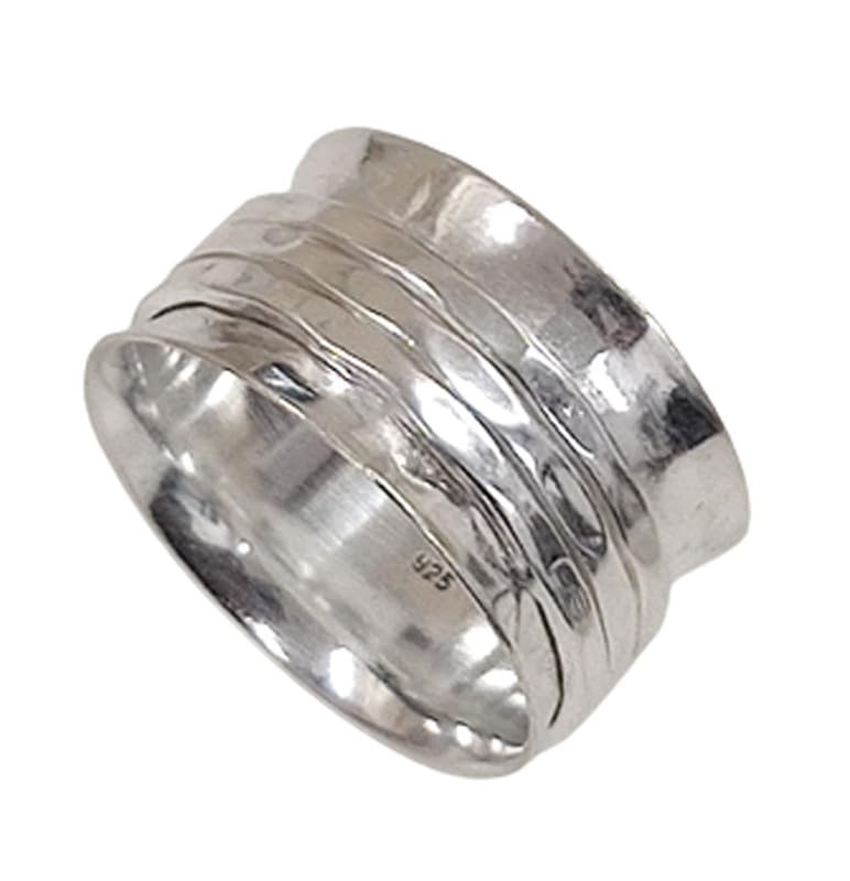 SPINNER 925 Sterling Silver Hammered Ring