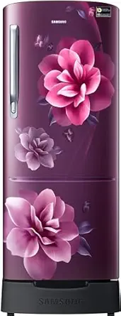 Samsung 183 L, 5 Star, Digital Inverter, Direct-Cool Single Door Refrigerator (RR20D2825CR/NL, Red, Camellia Purple, Base Stand Drawer)