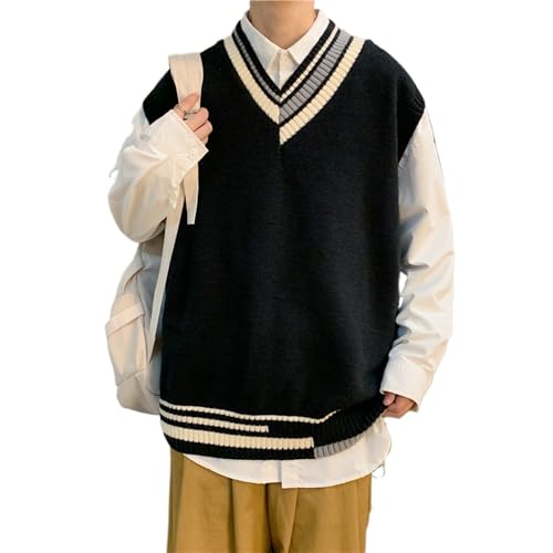 JEShifangjiusu Men's Casual Sweater Vest V-Neck Sleeveless Knitted Pullover Breathable and Elastic Tank Top