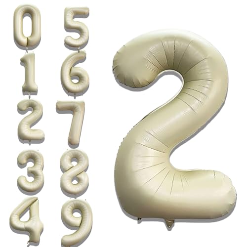 Image of Solid White 2 /Two Number Foil Balloons 32 inch Birthday Party Decoration Helium Supported