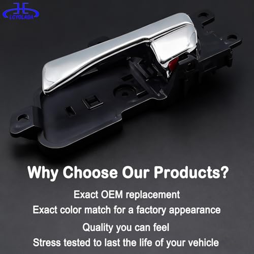 Image of Front or Rear Left Driver Side Interior Inside Chrome Door Handle Fits Compatible with Hyundai Sonata 2011-2015, Replaces OE# 826103S010, 82610-3S010