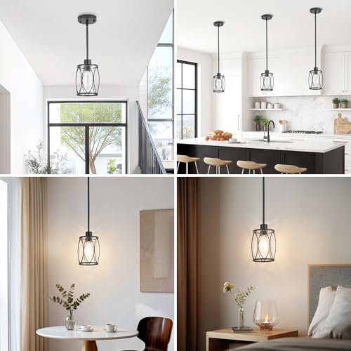 Image of Glass Pendant Lights Kitchen Island Black, 1 Pack