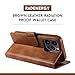 RadEnergy EMF Protection Anti Radiation iPhone Leather Flip Folio Case for i-Phone, Genuine Leather Wallet Case/Cover with Card Holder & Stand Function (Brown, i-Phone 15 Pro)
