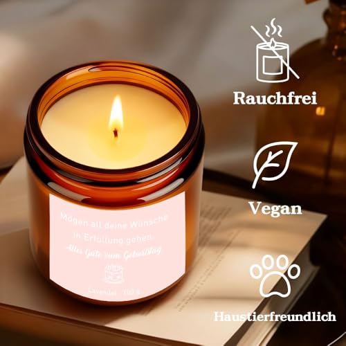 Kerze Geburtstagsgeschenk für Frauen Männer, Duftkerze Geschenk, 3.5OZ Lavendel Duftkerze im Glas mit Spruch aus Soja, Geburtstagsgeschenk für Beste Freundin Mama Schwester Papa Kollege Kollegin Oma