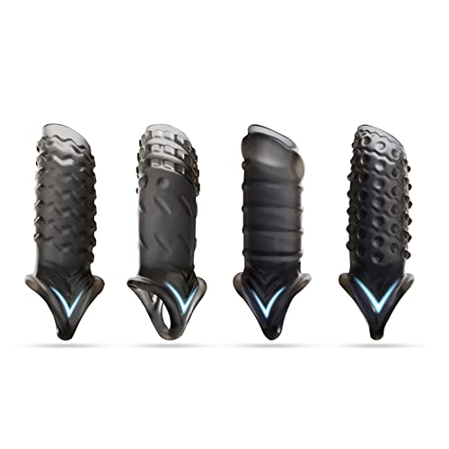 BDSMYEE Gaine Pénis 4 Pièces pour Homme, Gaine Pénis Agrandissement du Pénis Éjaculation Retardée Massage Vaginal Sextoys pour Couples