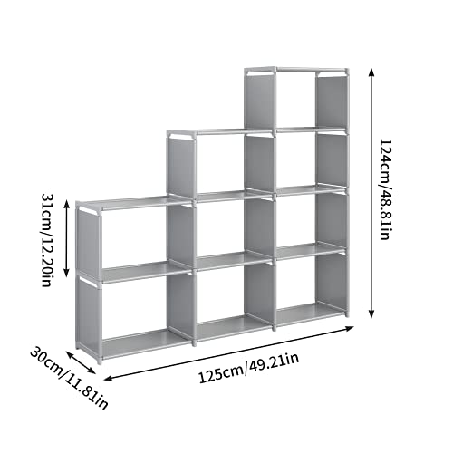 Jiuyotree Portable Bookshelf, 9 Cube Closet Storage Organizer Bookcase,Clothes Storage For Living Room,Study Room,Bedroom, Grey #TOP2