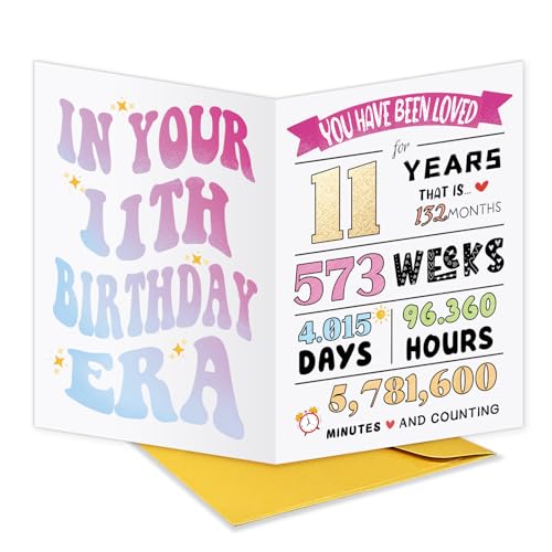 Uuefktn UU-B-N-1 Cute 11Th Birthday Card For Girls Boys, Happy 11Th Birthday Card Gift, 11Th Birthday Decor Ideal, 11 Years Old Birthday Card Daughter Son cover