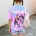 Girls 2 Piece Outfits Cute Singer Cartoon Graphic Short Sleeve Shirts and Shorts Fashion Casual Tracksuit（3-Light Blue,6Years