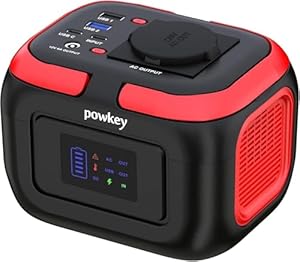 Powkey Tragbare Powerstation 26400mAh/97.68Wh, Powerbank mit Steckdose 120W 230V AC Ausgang 12V 6A DC, Notstromaggregat mit LED und SOS, Solargenerator für Camping Reisen, olarpanel Nicht Dabei