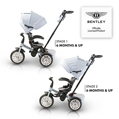 Image of Bentley 6-in-1 Baby Stroller & Toddler Tricycle - Officially Licensed Luxury Kids Bike, Convertible Travel Strollers & Kid Trike with Air Wheels, Canopy & Safety Features (6m-5y+ | Jetstream Blue)