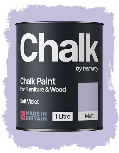 Hemway Chalk Paint Soft Violet Purple Furniture Paint 1L, Matt Finish Shabby Chic, Chalk Furniture & Walls, Quick Dry & 1 Coat