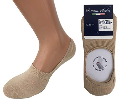 DREAM SOCKS 6 Paires Protège-Pieds Chaussettes Invisibles pour femme et hommeCoupe Basse Anti-Dérapant Silicone Socquettes (44/46, beige) Cover