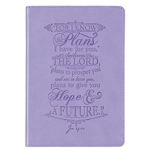 Christian Art Gifts Purple Faux Leather Journal | I Know The Plans Jeremiah 29:11 Bible Verse | Flexcover Inspirational Notebook W/Ribbon Marker And Lined Pages, 6 X 8.5 Inches #TOP11