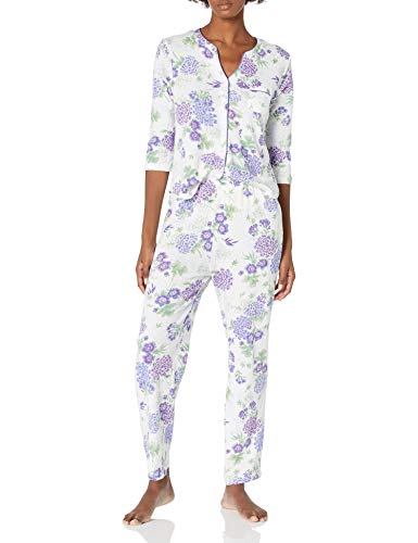 Karen Neuburger Women's Pajamas 3/4 Cardigan Long Sleeve Pj Set, Violet Storm Floral, P/XL
