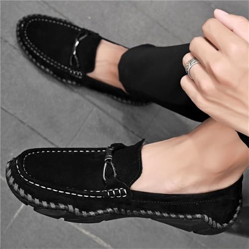 Mens Loafers Round Toe Solid Color Suede Lightweight Flexible Slip Resistant Classic Party Slip-on4