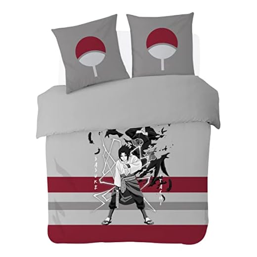 SAHINLER créateur d'univers Naruto Naruto Sasuke & Itachi - Funda nórdica de 200 x 200 cm y 2 fundas de almohada de 63 x 63 cm, 100% algodón, color gris y rojo