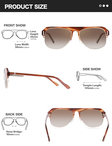 Image of BIRCEN Mens Acetate Polarized Sunglasses: Retro Square Sun Glasses UV400 Protection Anti-Glare Shades for Driving Travel