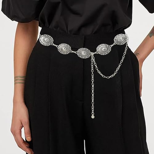 Western Metal Concho Belt for Women Cowgirl Waist Chain for Women Dresses Jeans Country Concert Outfit4