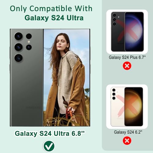 MONASAY Wallet Case Fit for Samsung Galaxy S24 Ultra 5G?[lens & Glass Screen Protector] [RFID Blocking] Flip Folio Leather Cell Phone Cover with Credit Card Holder, 6.8 inch, Lavenders