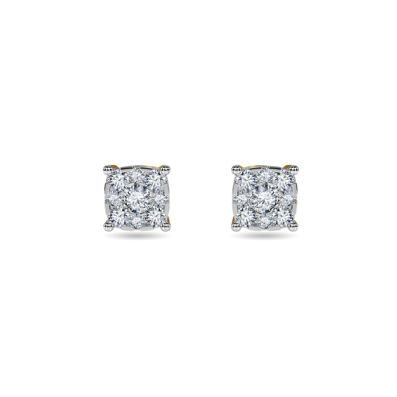 Image of KISNA JEWELS 14KT|18KT BIS Hallmark Pure Gold and Diamond Stud Earrings For Women with Screw Back clouser