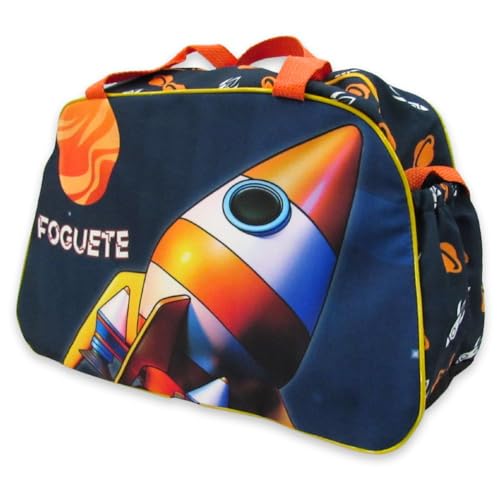 Bolsa Infantil Foguete Espacial com Alça Tiracolo | Bolsa Sacola para Passeio e Viagem