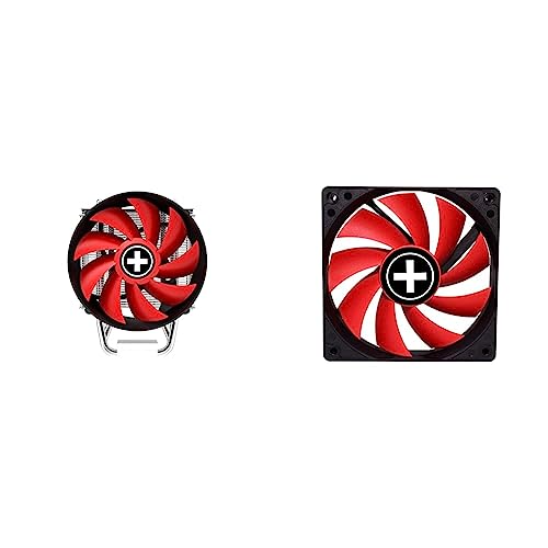 Xilence M403PRO AMD und Intel Tower CPU Luft Kühler, AM5/AM4, LGA 1700/1150/1151/1155/1156/1200, 150W TDP, leiser 120mm PWM Lüfter, silber & XPF120.R 120mm Gehäuselüfter, 3PIN, rot/schwarz