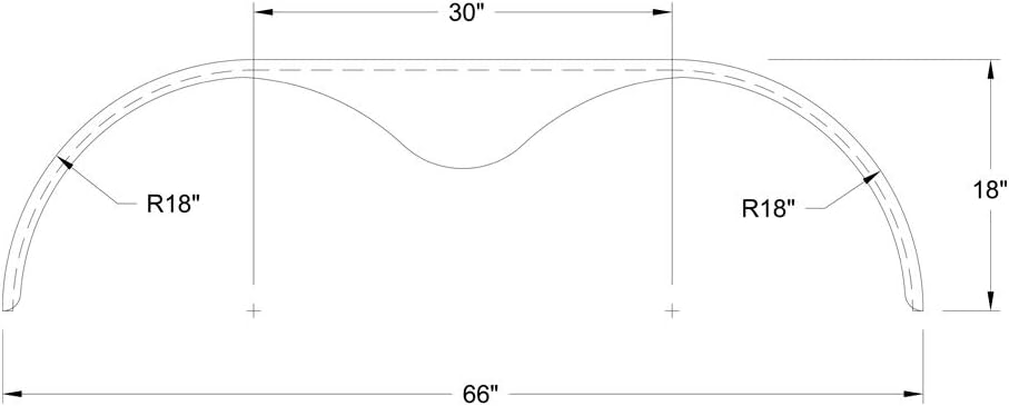 66X9 Smooth Aluminum Tandem-Axle Teardrop Trailer Fender (Two Pack)