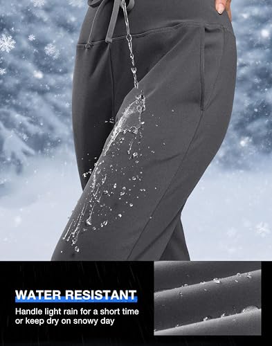 Image of G Gradual Women's Fleece Lined Joggers with Zipper Pocket Water Resistant Running Hiking Pants Winter Warm Thermal Sweatpants