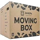 SAFARIPAK - 10 Pack Strong Extra Large Reusable Cardboard Storage Packing Moving House Boxes 52cm x 52cm x 40cm with Carry Handles and Room List Checkboxes - 108 Litres Capacity