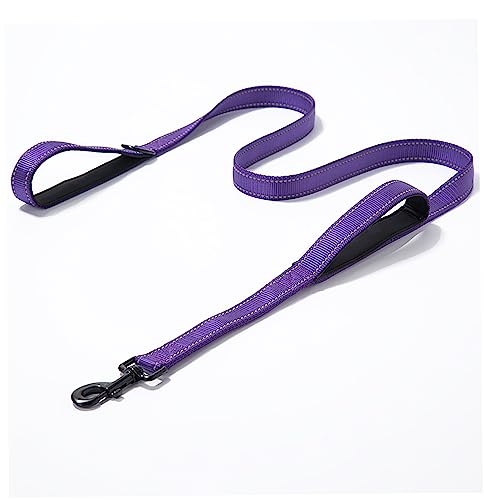 Heavy Duty Dog Leash - 2 Handles by Padded Traffic Handle for Extra Control, 6foot Long - Perfect for Medium to Large Dogs (Purple, 6 ft)