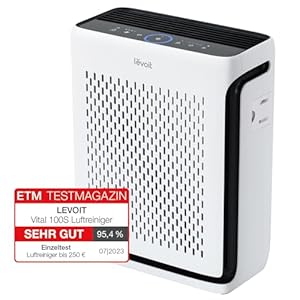 LEVOIT HEPA Luftreiniger fur Allergiker, Tiermodus, CADR 243m³/h bis 52㎡ Raucherzimmer Wohnung, 23dB, mit Lichtsensor, waschbarem Vorfilter, entfernt 99,97% von Staub, Pollen, Tierhaare & Gerüche