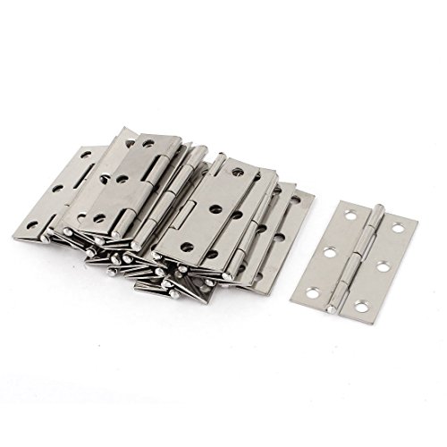 VNDEFUL 10Pcs 3-inch Long Cabinet Gate Closet Door Folding Butt Hinges Silver Tone