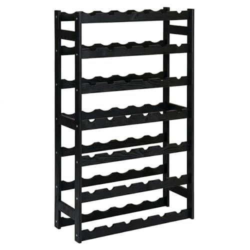 STOLMAK Botellero De Madera para 42 Botellas de Vino 63x102x25 cm Negro Estantería Cocina Comedor Bodega Organizador