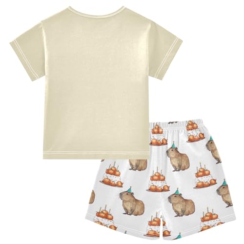 Cute Birthday Capybara Summer Cute Pajama Sets, Short Sets for Daily Wears and Sleep Wears2