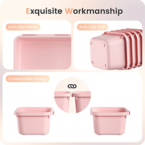 Image of A-LuGei 【28PCS】 Drawer Organizer, Bathroom Organizers and Storage, Makeup organizer, Desk drawer organizer, Storage Bins for Kitchen Office Bedroom Vanity Jewelry Pantry Garage【Pink】【4Size】