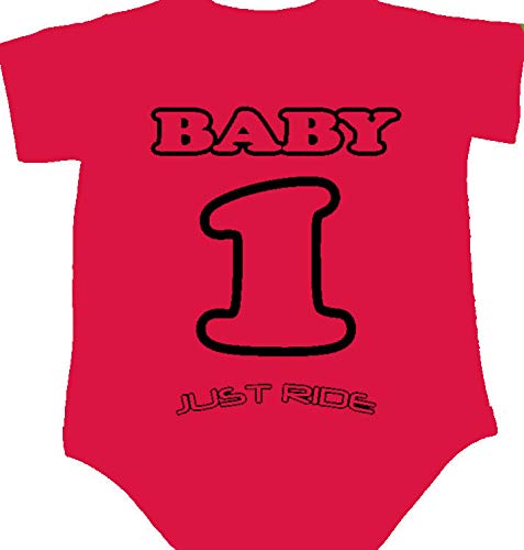 JUST RIDE Motocross Baby Number Plate One Piece Creeper Personalized CR Red2