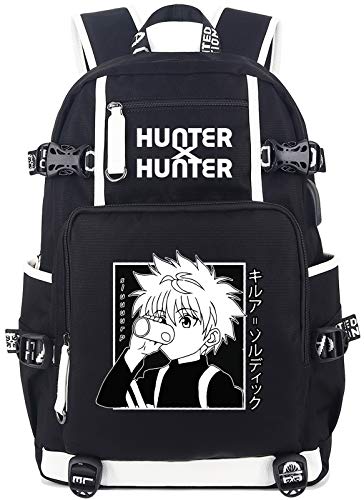 Roffatide Anime Hunter x Hunter Killua Zoldyck Laptop-Rucksack mit USB-Ladeanschluss und Kopfhöreranschluss