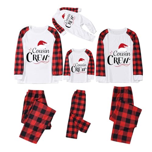 Image of TOUPKO Christmas Pajamas for Family, Cousin Crew Buffalo Plaid Family Christmas Pjs Matching Sets Long Sleeve Xmas Sleepwear