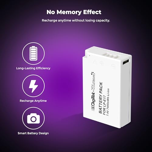 Image of Digitek Platinum (LP-E17 C) 1250mAh Li-ion Battery with Type-C Interface, for Canon EOS 750D Rebel T6i, T7i, EOS 760D, T6s, EOS 800D, EOS 77D, EOS 850D, Rebel T8i, EOS M3, EOS M5, EOS M6, EOS RP