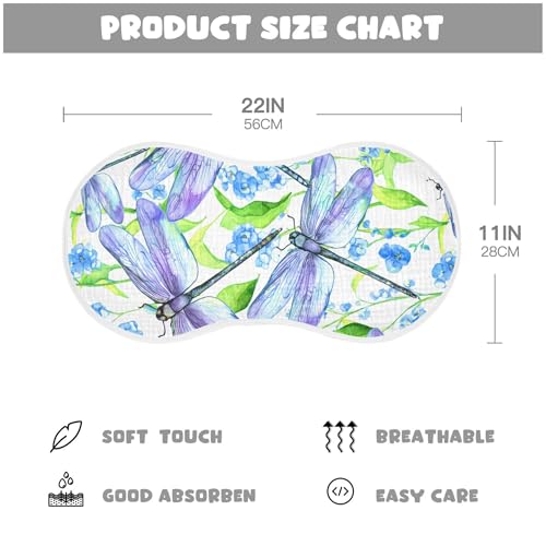 xigua Watercolor Dragonflies Baby Burp Cloths for Newborn Boys and Girls 2 Pack, Soft & Absorbent Cotton Baby Burp Cloth, Baby Washcloths, Newborn Towel, Burp Rags4